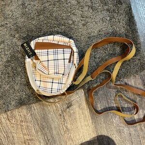SHEIN Plaid Crossbody Bag with Brown Strap